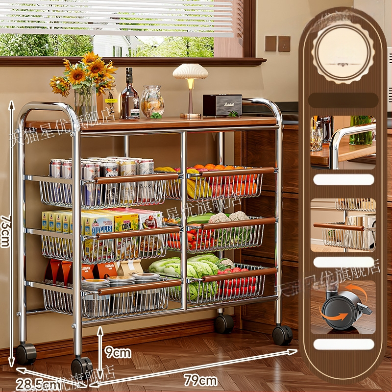 5-poschodový stojan na podlahe s kolieskami z uhlíkovej ocele – otočný, vlhkosť odolný organizér pre kuchyňu, spálňu a obývačku