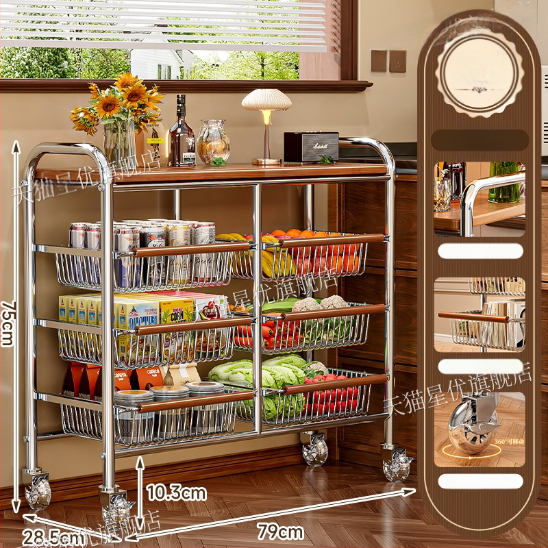 5-poschodový stojan na podlahe s kolieskami z uhlíkovej ocele – otočný, vlhkosť odolný organizér pre kuchyňu, spálňu a obývačku