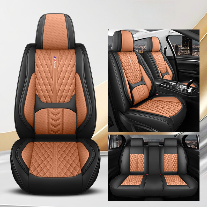 Kožený set poťahov sedadiel pre auto, päťmiestny, s 3D bedrovou oporou, univerzálne pre všetky ročné obdobia