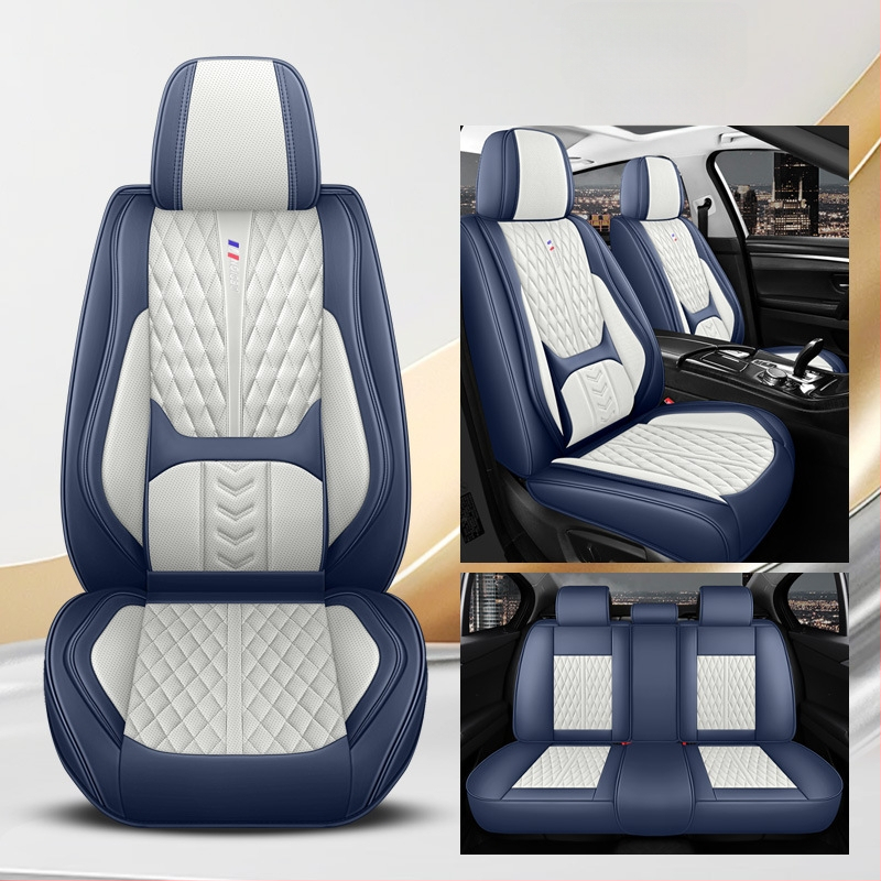 Kožený set poťahov sedadiel pre auto, päťmiestny, s 3D bedrovou oporou, univerzálne pre všetky ročné obdobia