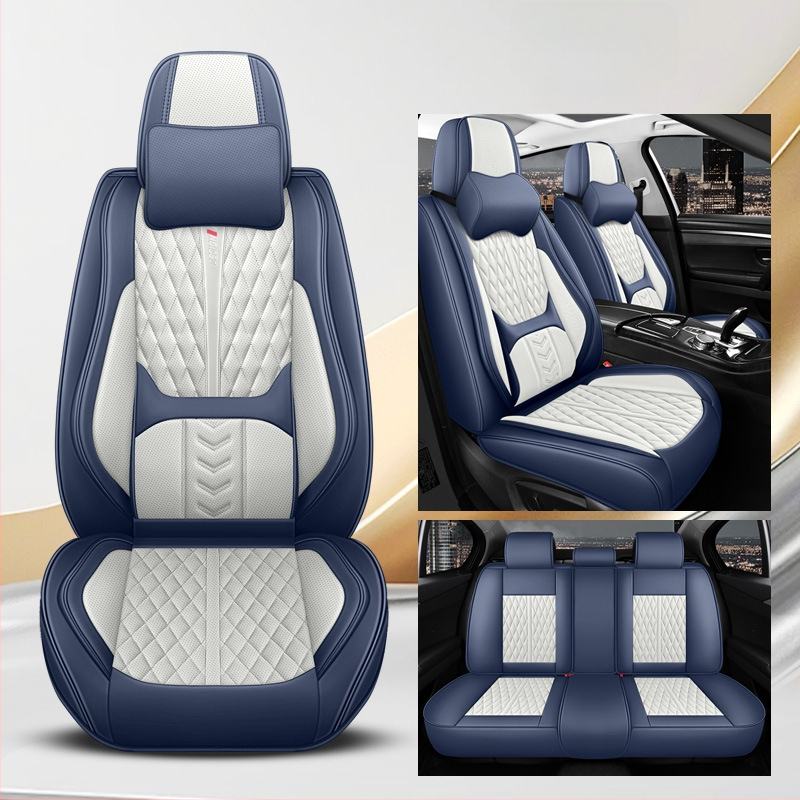 Kožený set poťahov sedadiel pre auto, päťmiestny, s 3D bedrovou oporou, univerzálne pre všetky ročné obdobia