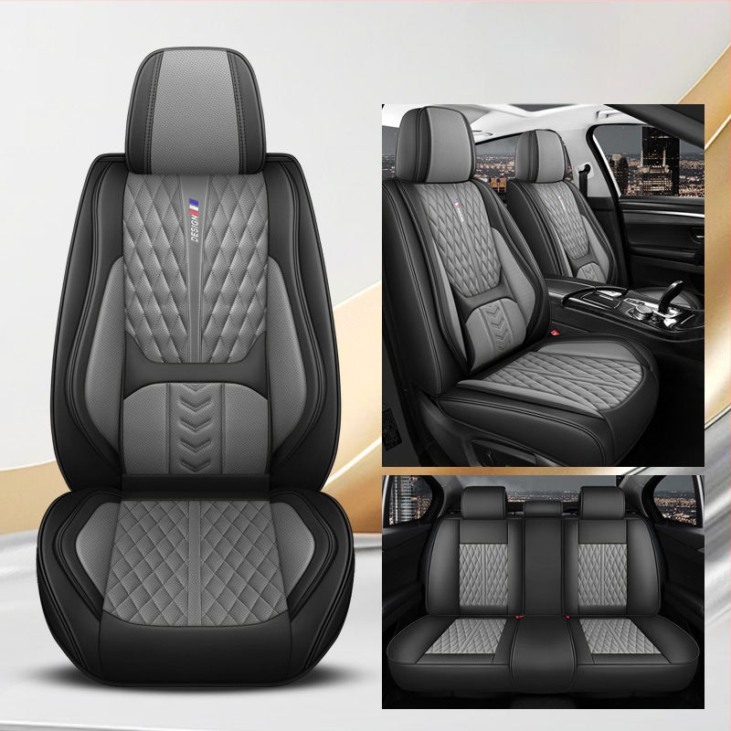 Kožený set poťahov sedadiel pre auto, päťmiestny, s 3D bedrovou oporou, univerzálne pre všetky ročné obdobia
