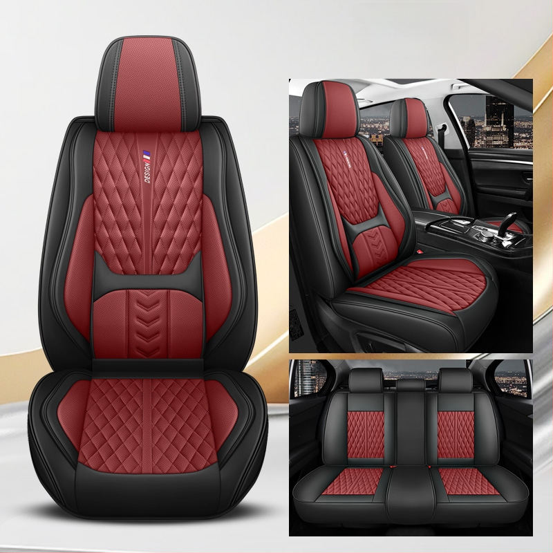 Kožený set poťahov sedadiel pre auto, päťmiestny, s 3D bedrovou oporou, univerzálne pre všetky ročné obdobia