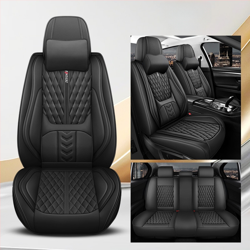 Kožený set poťahov sedadiel pre auto, päťmiestny, s 3D bedrovou oporou, univerzálne pre všetky ročné obdobia