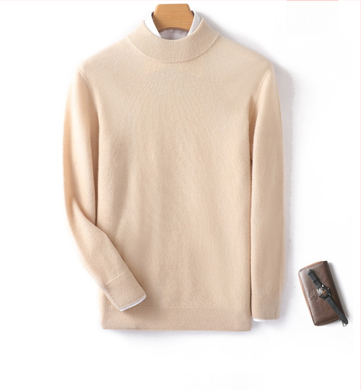 Pánsky sveter z 100% vlny, polovične vysoký golier, dlhé rukávy, priliehavý strih, zima