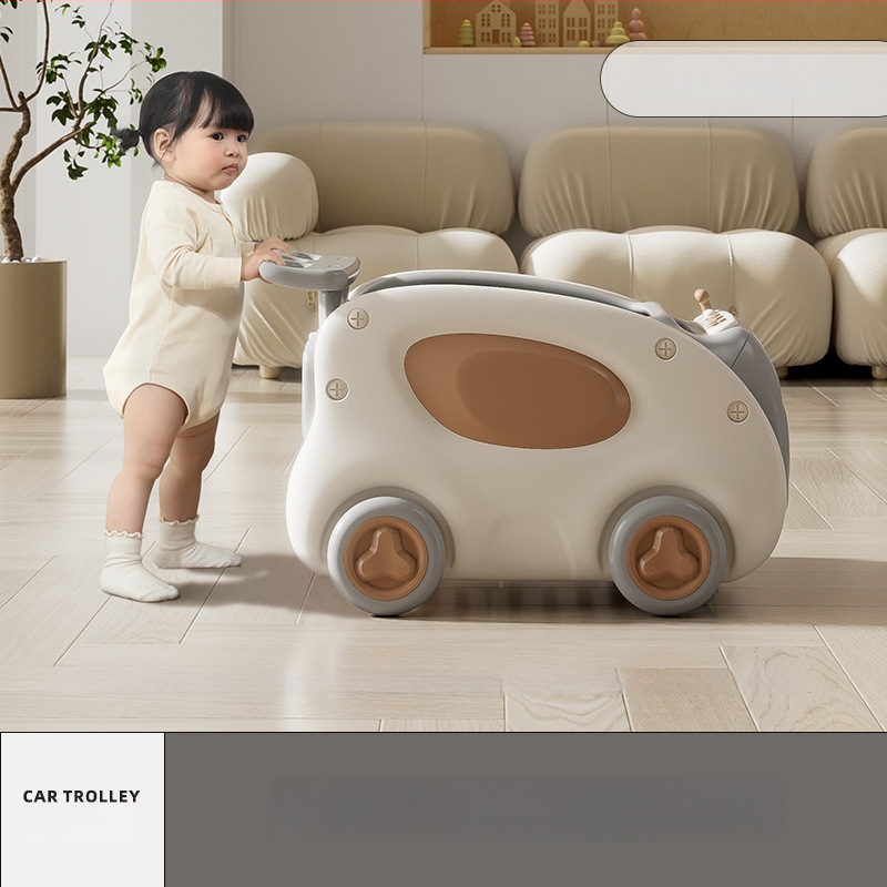 Päťfunkčný detský push walker: prechádzka, ťahač, traktor, skladovacie auto a jazdný režim; z plastu; vhodný pre vek 0–3 rokov