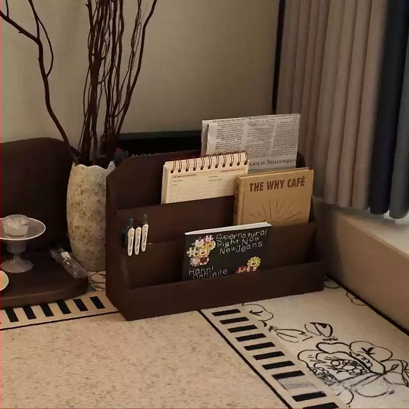 Drevený stolný úložný box s tromi priehradkami, moderný minimalistický štýl, model MS-9235