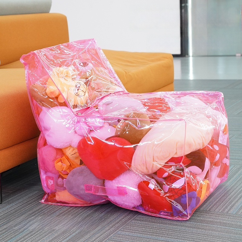 Priehľadná PVC stolička na skladovanie plyšových hračiek – D022 od Wu Chuang, nepremokavá taška pre bábiky, vlastná tlač loga, vlastné spracovanie