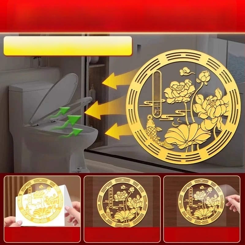 Seina kleebis lotos-koi kala – veekindel, paberist, 1 leht, Hiina stiil, kuldfooliumi südamik