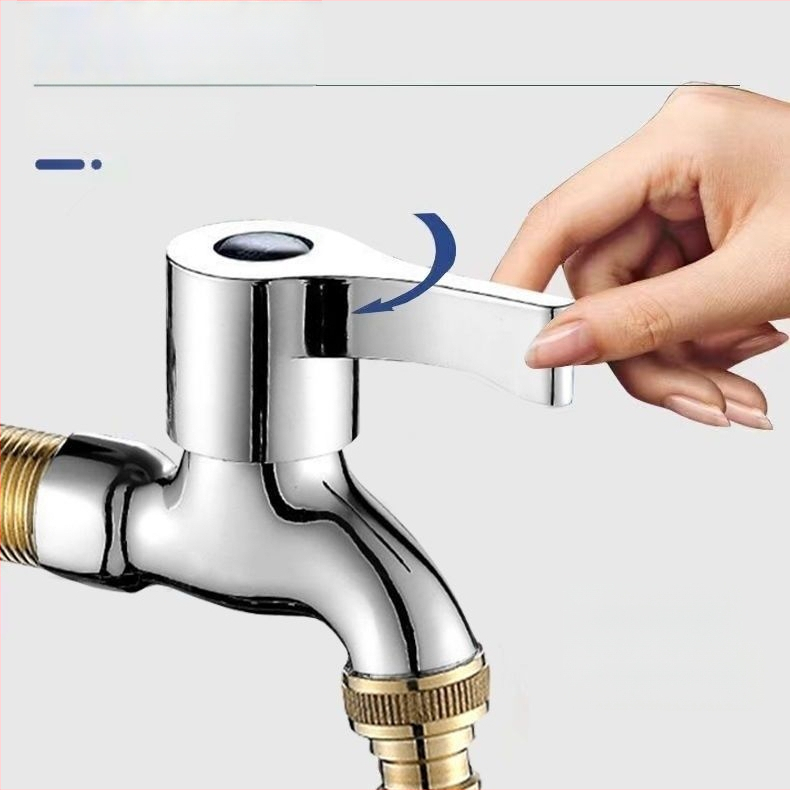 Prívodný kohútik k práčke s keramickým diskovým ventilom, mosadzné telo, chrómovaný povrch, jednoručný, CE certifikovaný