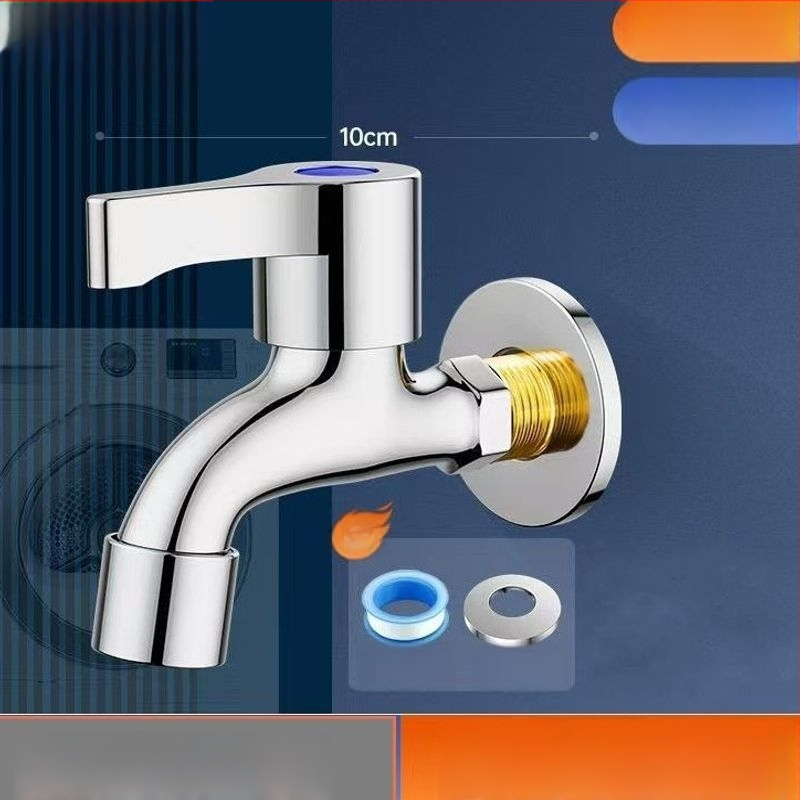 Prívodný kohútik k práčke s keramickým diskovým ventilom, mosadzné telo, chrómovaný povrch, jednoručný, CE certifikovaný