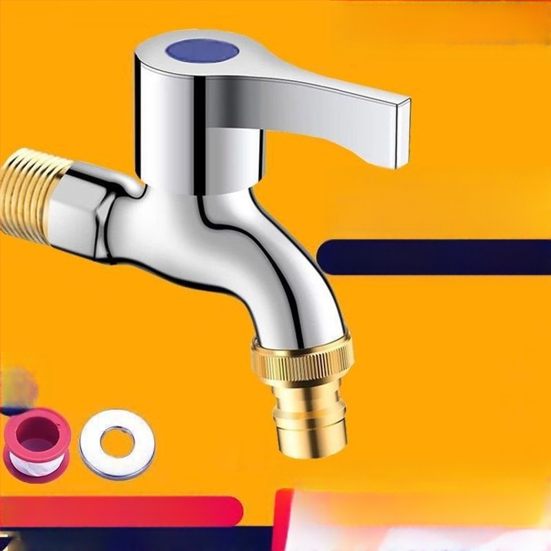 Prívodný kohútik k práčke s keramickým diskovým ventilom, mosadzné telo, chrómovaný povrch, jednoručný, CE certifikovaný