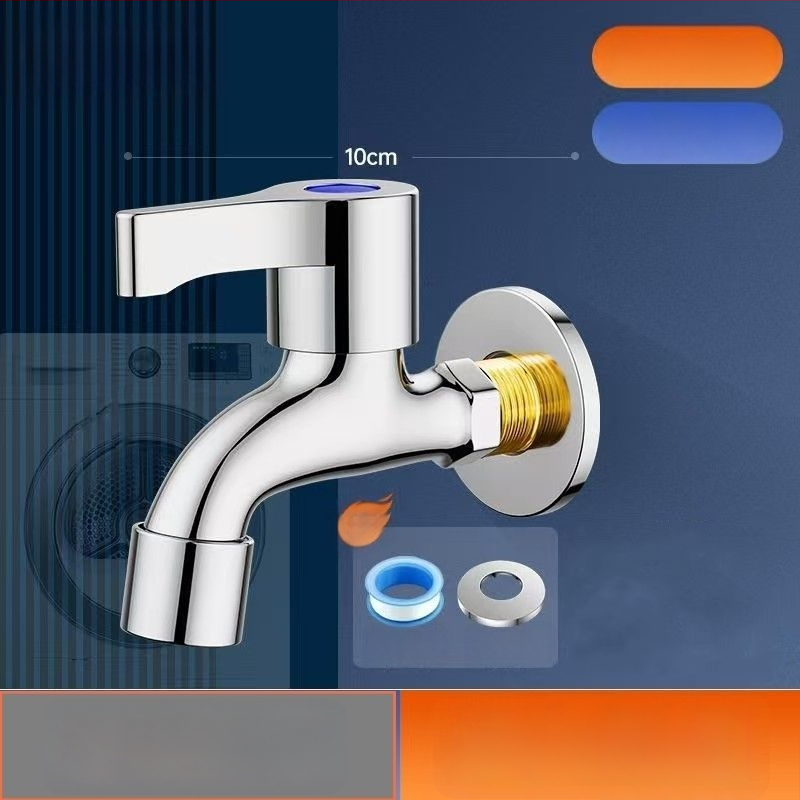 Prívodný kohútik k práčke s keramickým diskovým ventilom, mosadzné telo, chrómovaný povrch, jednoručný, CE certifikovaný