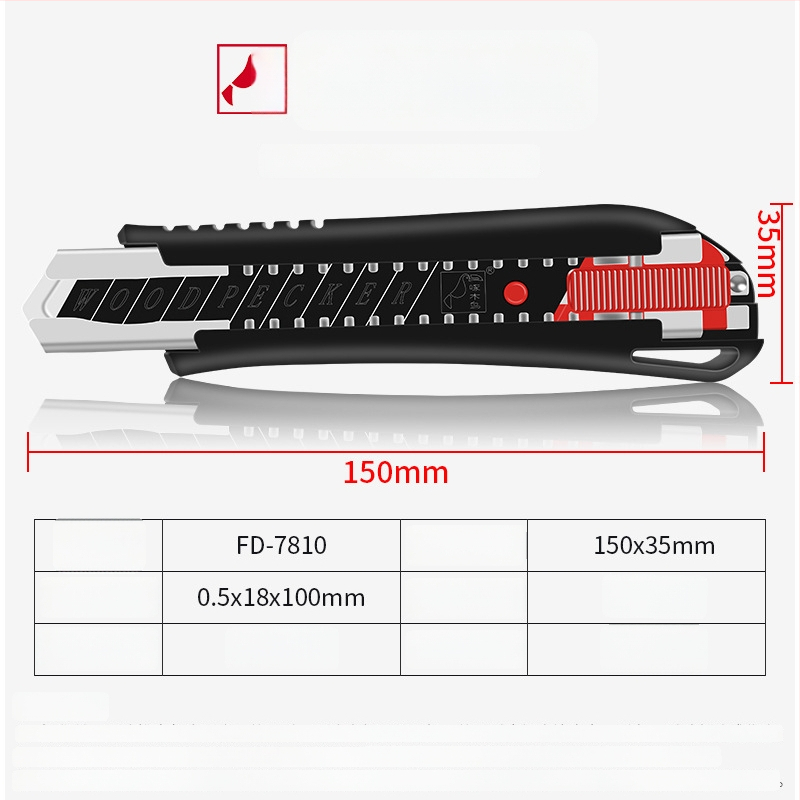 Umelecký nôž FD-09A, čepeľ 18 mm, výmena čepele tlačnou tyčou, vysúvacia čepeľ, pojme 1 čepeľ, séria Art Knife