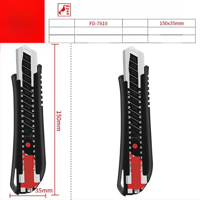 Umelecký nôž FD-09A, čepeľ 18 mm, výmena čepele tlačnou tyčou, vysúvacia čepeľ, pojme 1 čepeľ, séria Art Knife