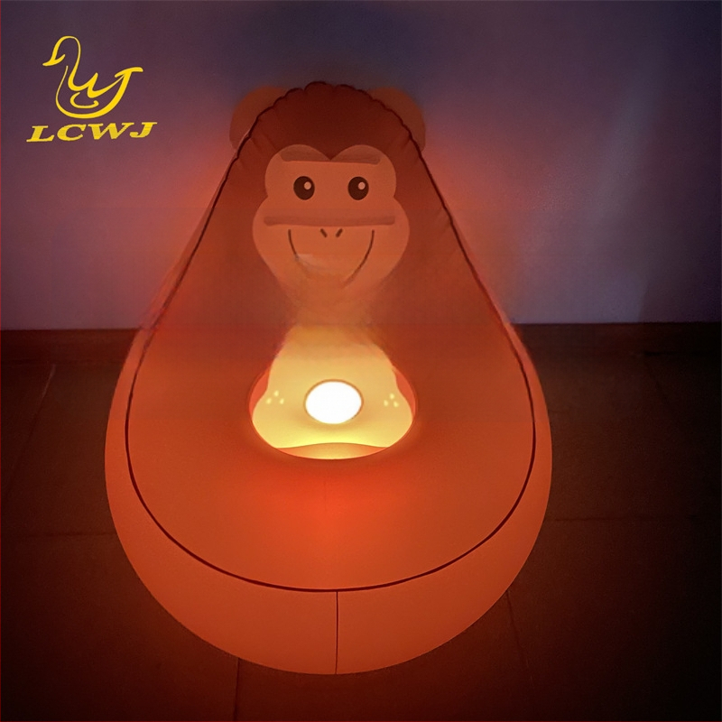 Nafukovací gauč s motívom opice, moderný minimalistický štýl, ekologické PVC, 1 kg