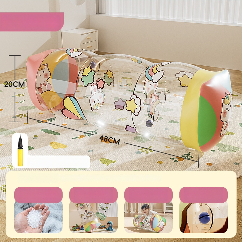 Nafukovací valček pre batoľatá na skoré učenie (0–3 rokov) | PVC, s zvončekom, podporuje plazenie a sluch, interaktívne funkcie | Circle qi