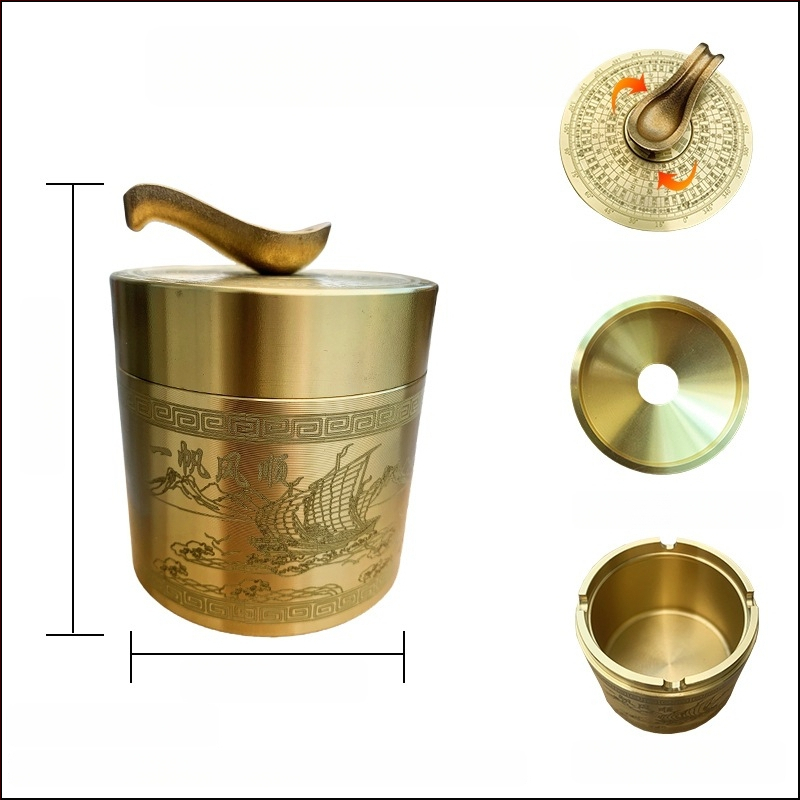 Auto popolník s viečkom, odolný voči vetru, tvar auta, z medi, dekor kancelárie