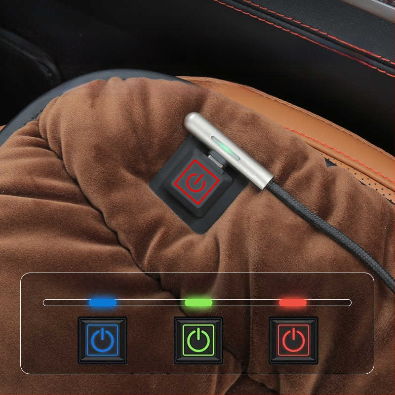 Vyhrievaná sedadlová podložka do auta 12V USB elektrické vykurovanie, Dutch Velvet výplň, polyesterový povrch, pre zimu, model ZD-JZ101