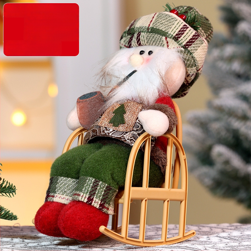 Vianočná retro bábika z textilu, sediaca figúrka, štýl kreslený, vianočná dekorácia