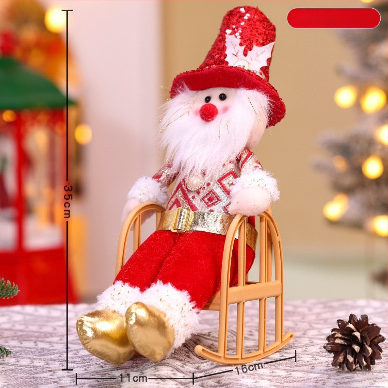 Vianočná retro bábika z textilu, sediaca figúrka, štýl kreslený, vianočná dekorácia