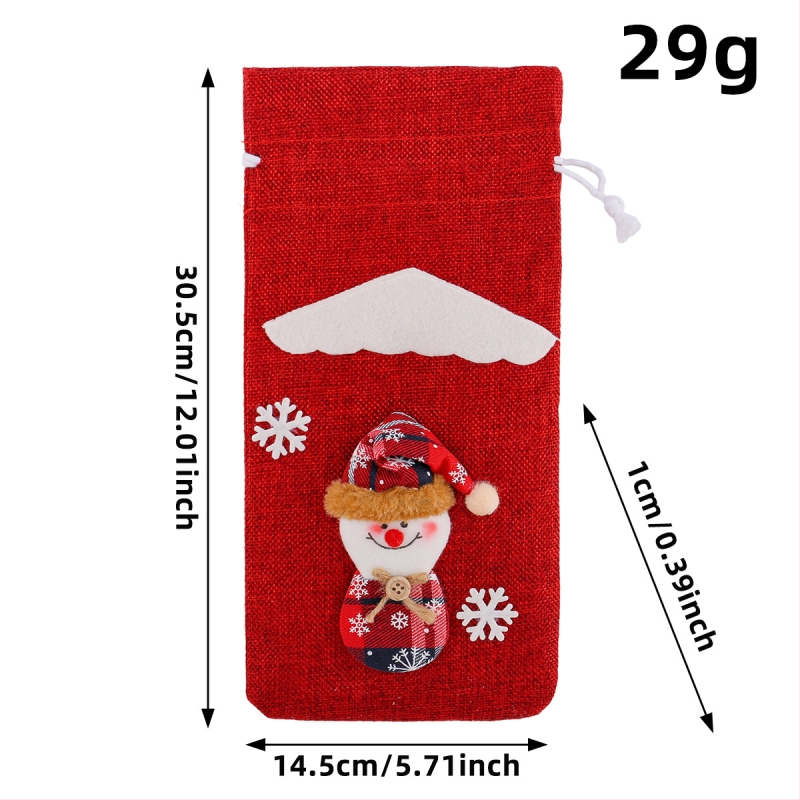 3D vianočná ľanová figúrka na fľašu vína – dekorácia na stôl; Značka: Jingchen; Kód: O2-41; Materiál: tkanina; Štýl: Cartoon, Modern Minimalist; Sviatok: Vianoce