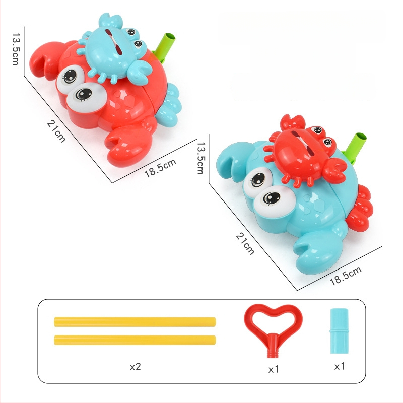 Detská ťahacia hračka s figúrkami zvierat (pterozaur, krab, chrobák, zajačik) — z plastu, s jednou tyčou, hudobný zvonček, hojdať sa a otáčať sa