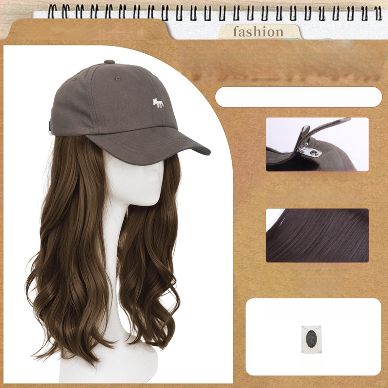 Parochňa pre ženy s integrovaným klobúkom, dlhé rovné vlasy — ofina rovná, vlasy z teplovzdorného syntetického vlákna, nie je možné farbiť