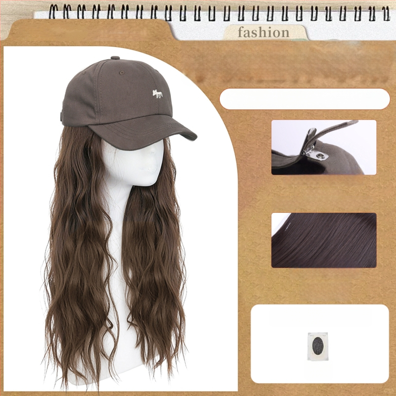 Parochňa pre ženy s integrovaným klobúkom, dlhé rovné vlasy — ofina rovná, vlasy z teplovzdorného syntetického vlákna, nie je možné farbiť