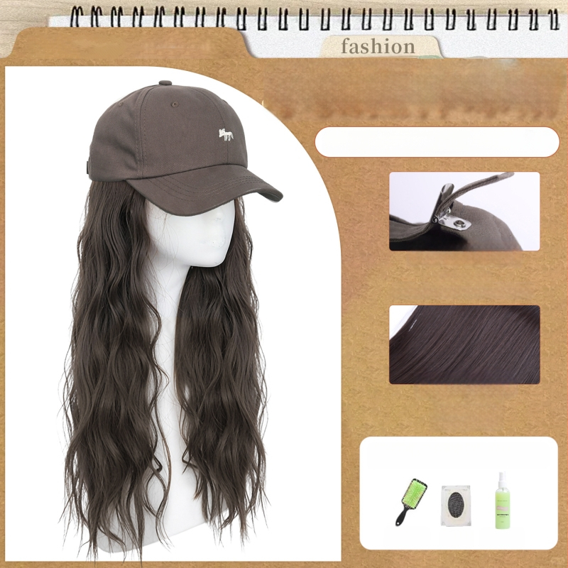 Parochňa pre ženy s integrovaným klobúkom, dlhé rovné vlasy — ofina rovná, vlasy z teplovzdorného syntetického vlákna, nie je možné farbiť