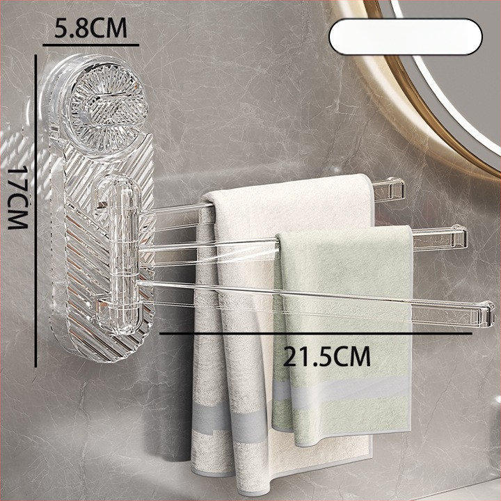 Plastový otočný držiak na uteráky so sacím systémom, na stenu, s viacerými tyčami