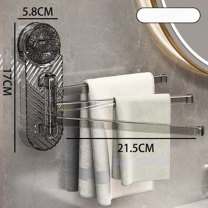 Plastový otočný držiak na uteráky so sacím systémom, na stenu, s viacerými tyčami