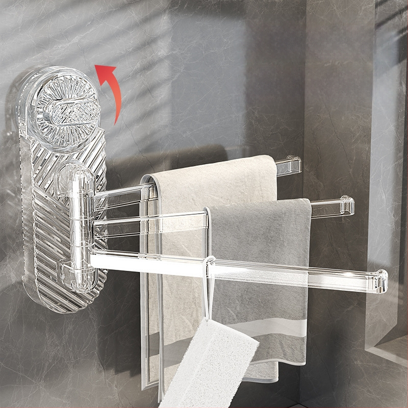 Plastový otočný držiak na uteráky so sacím systémom, na stenu, s viacerými tyčami