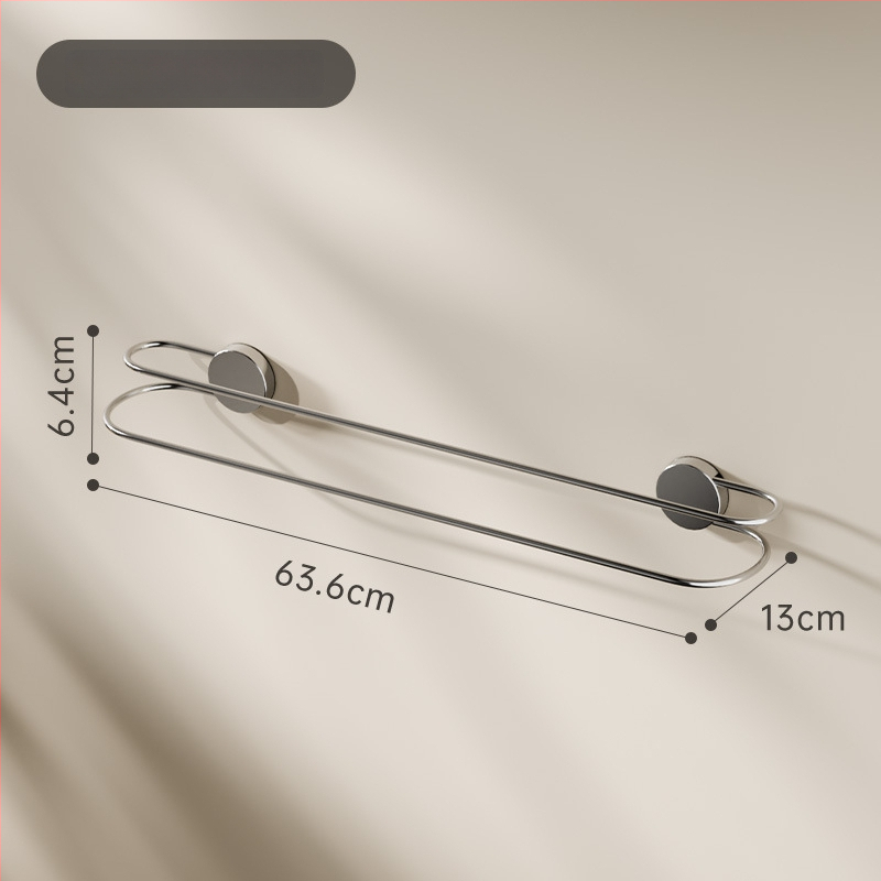 Nerezový držiak na uteráky so sacou a dvojitou tyčou do kúpeľne – bez vrtania