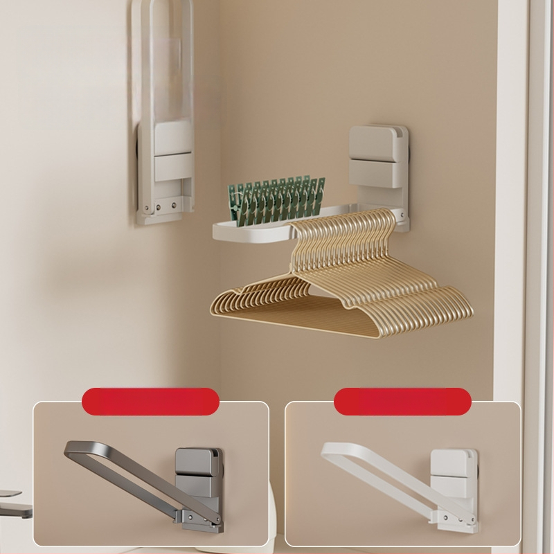 Sklopný vešiak na uteráky so sacími pohármi, nástenný bez vŕtania, kovový