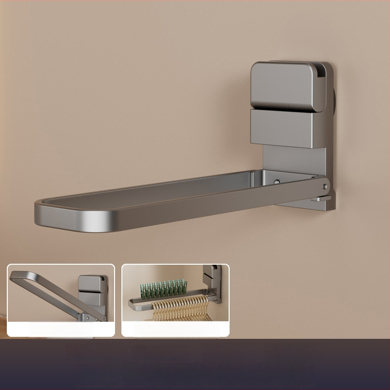 Sklopný vešiak na uteráky so sacími pohármi, nástenný bez vŕtania, kovový