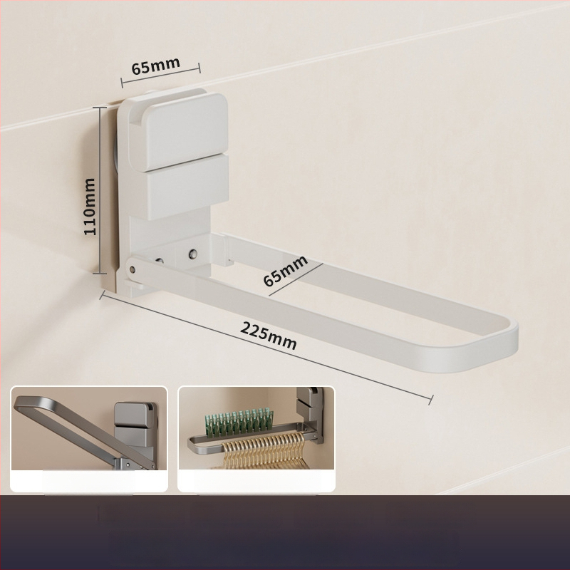 Sklopný vešiak na uteráky so sacími pohármi, nástenný bez vŕtania, kovový