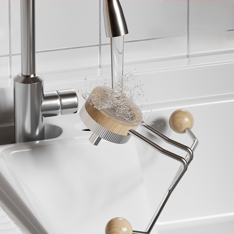 Držiak na uteráky s vákuovým uchytením, bez vŕtania, nerezová oceľ, drevený vzhľad, kúpeľňa a kuchyňa – Shell Stone