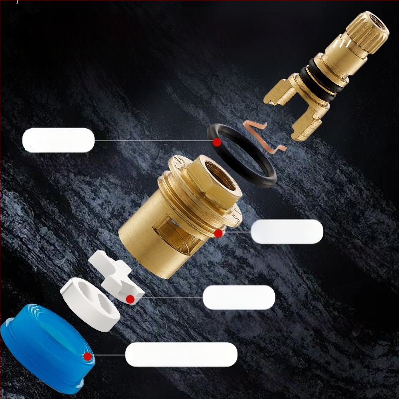 Meďový jadrový ventil pre kuchynský kohútik – univerzálne horúce/studené, rýchle otvorenie, trojuholníkový ventil, keramické vnútorné jadro
