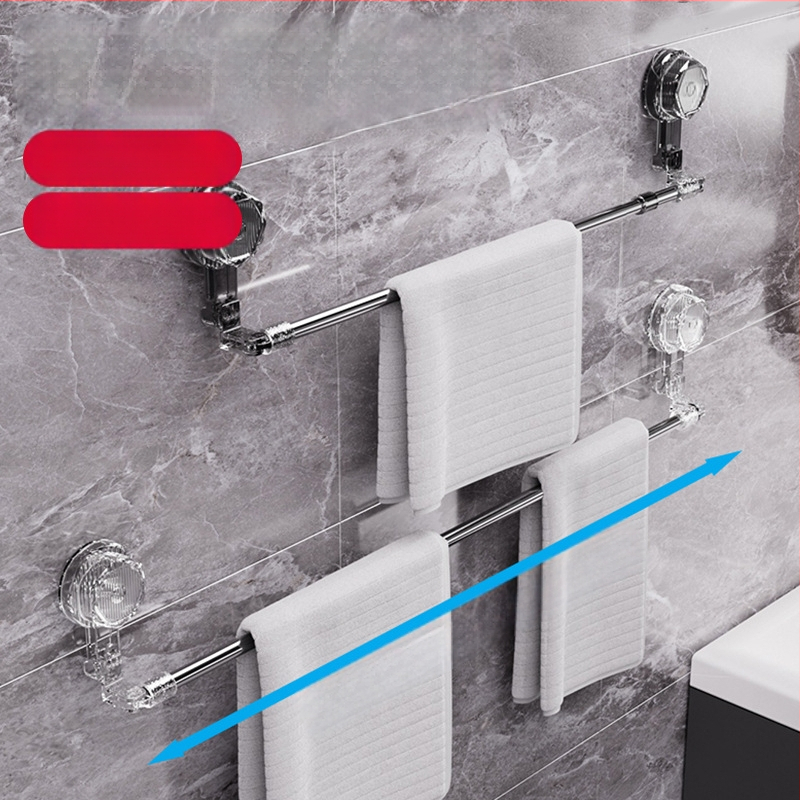 Držiak uterákov do kúpeľne s podtlakovým uchytením, z nehrdzavejúcej ocele, bez vŕtania, rozšíriteľný