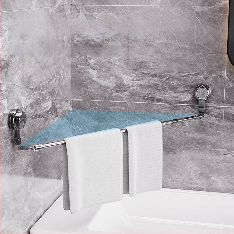 Držiak uterákov do kúpeľne s podtlakovým uchytením, z nehrdzavejúcej ocele, bez vŕtania, rozšíriteľný