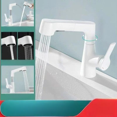 M13 Meďový umývadlový kohútik s ťahacím výsuvom – miešanie, keramický kartridž, povrchová úprava s vodným leskom