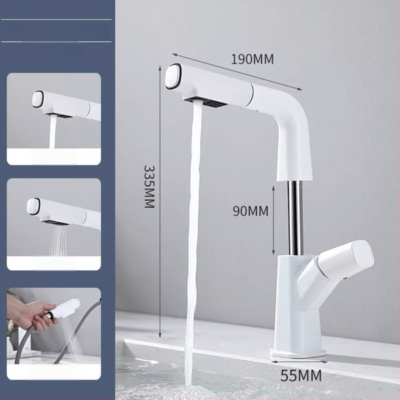 M13 Meďový umývadlový kohútik s ťahacím výsuvom – miešanie, keramický kartridž, povrchová úprava s vodným leskom