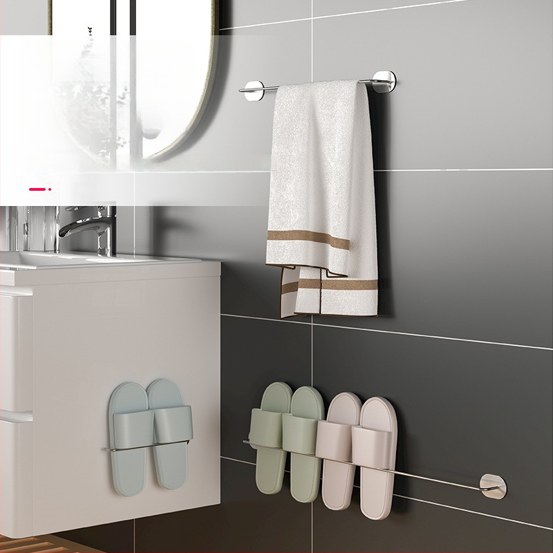 Guangkai Nerezová oceľ nástenný stojan na papuče – montáž bez vrtania, kúpeľňový organizér