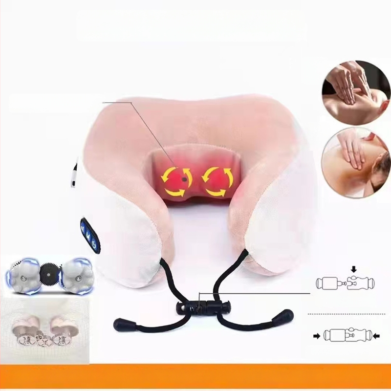 Aike Bear U tvarovaná masážna vankúš na krk a ramená, 2 masážne hlavy, 3. úroveň, káblové ovládanie, AC napájanie, vibrácie