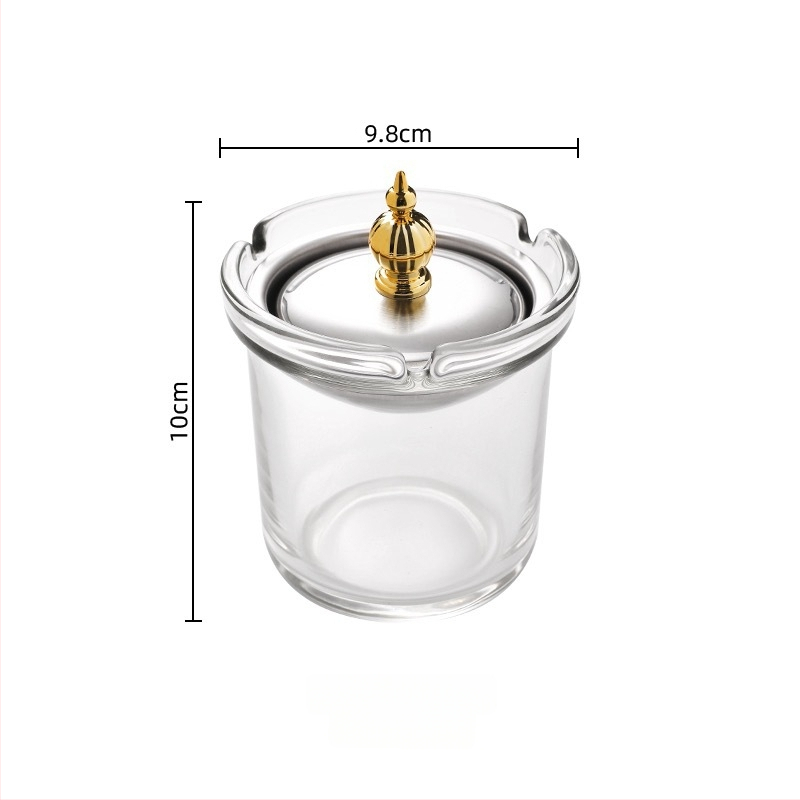 Sklenený popolník s viečkom, proti rozptylu popolov, viacúčelový (do auta, domova, kancelárie)
