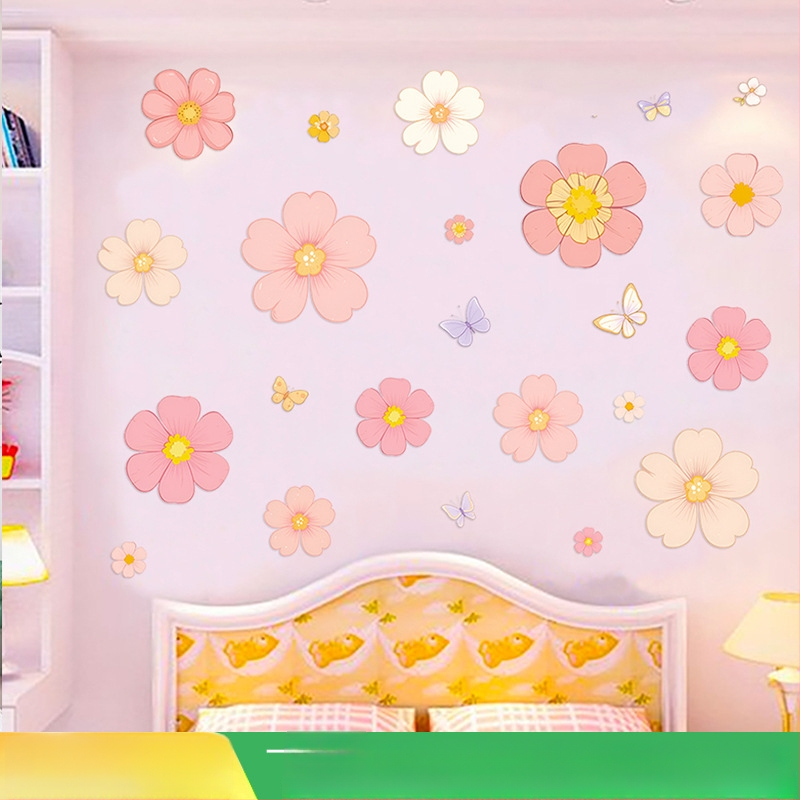 Nálepka na stenu s kvetmi – vodotesný PVC, samo-lepiaca dekorácia do obývačky a spálne, moderný minimalistický štýl