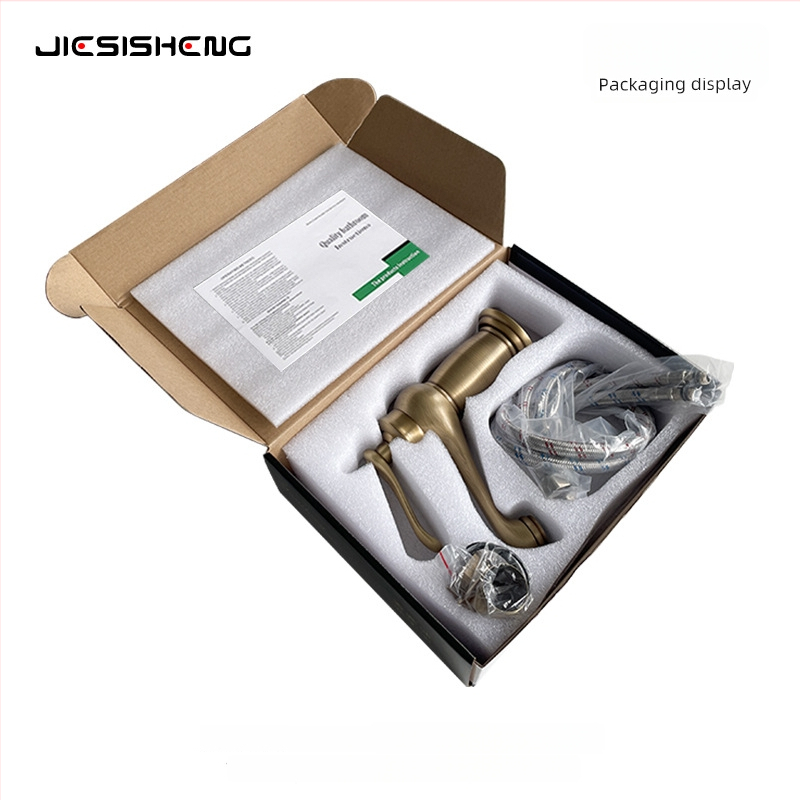 Antická mosadzová batéria na umývadlo s jedným otvorom, zvislá inštalácia, keramická vložka, telo z medi, zmiešanie teplej a studenej vody