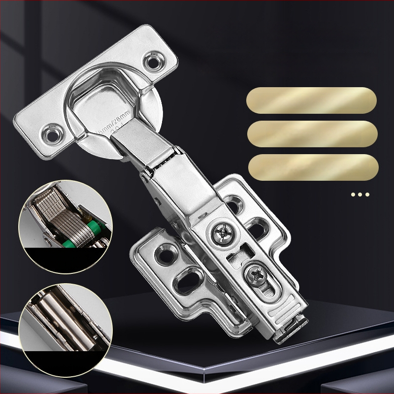 Pánt s pevnou doskou pre dvierka skrinky a šatníka s tlmením a hydraulickou pružinou (Model HB-thick plate hinge; Materiál: 304 nerezová oceľ; Povrch: leštený; Značka: TIANJULE)