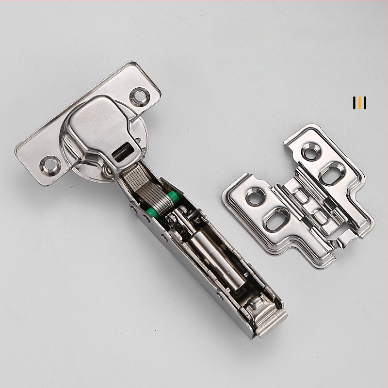 Pánt s pevnou doskou pre dvierka skrinky a šatníka s tlmením a hydraulickou pružinou (Model HB-thick plate hinge; Materiál: 304 nerezová oceľ; Povrch: leštený; Značka: TIANJULE)